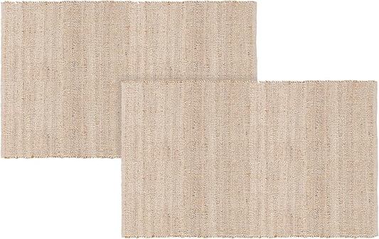 REDEARTH · Jute Cotton Area Rug - 4'x6' Rectangular Rug, Sustainable Handwoven, Non-Shedding, Soft & Durable – Reversible, Neutral Tones for Home Décor in Living Room, Dining Room, Bedroom, Set of 2