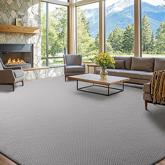 Shilucheng Wool Rug 8x10 Non-Slip, Blend 80% Wool and 20% Cotton Rugs for Living Room, Bedroom, Dinning Room, Soft Durable Cotton Backing Modern Area Rug (Gray)