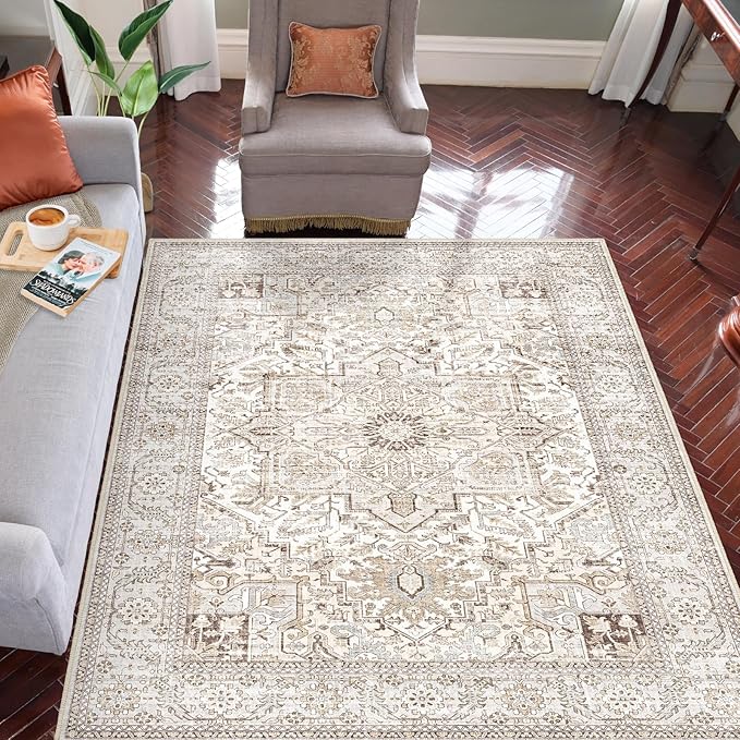 Area Rug 5x7 for Living Room Bedroom, Non-Slip Dining Room Rugs, Extra Soft Non Shedding Non Skid Durable Vintage Carpet 5x7 Washable Area Rug Machine Washable Area Rugs…