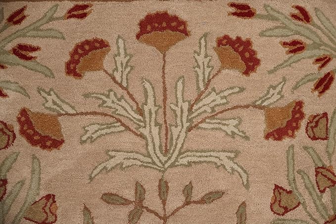 Handmade Floral Adeline Beige Tulips Traditional Crafted Wool Area Rug for Living Room Bedroom and Kitchen (4' x 6')