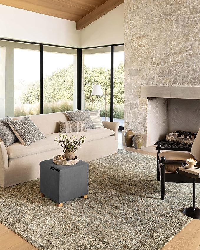 Loloi Amber Lewis Morgan Collection MOG-04 Sea/Sage 2'-0" x 5'-0" 38" Thick Accent Rug feat. CloudPile, Neutral, Room Décor, Vintage Inspired, Livingroom, Bedroom, Dining Area