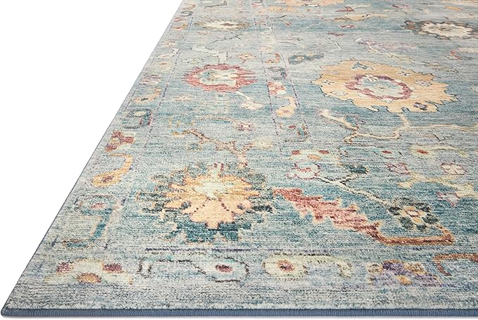 Loloi Margot Collection MAT-06 Denim/Multi 2'-6" x 11'-6" Runner Rug feat. CloudPile, No-Shed Easy Clean Large Patterned Area Rug for Living Room, Bedroom, Dining Area