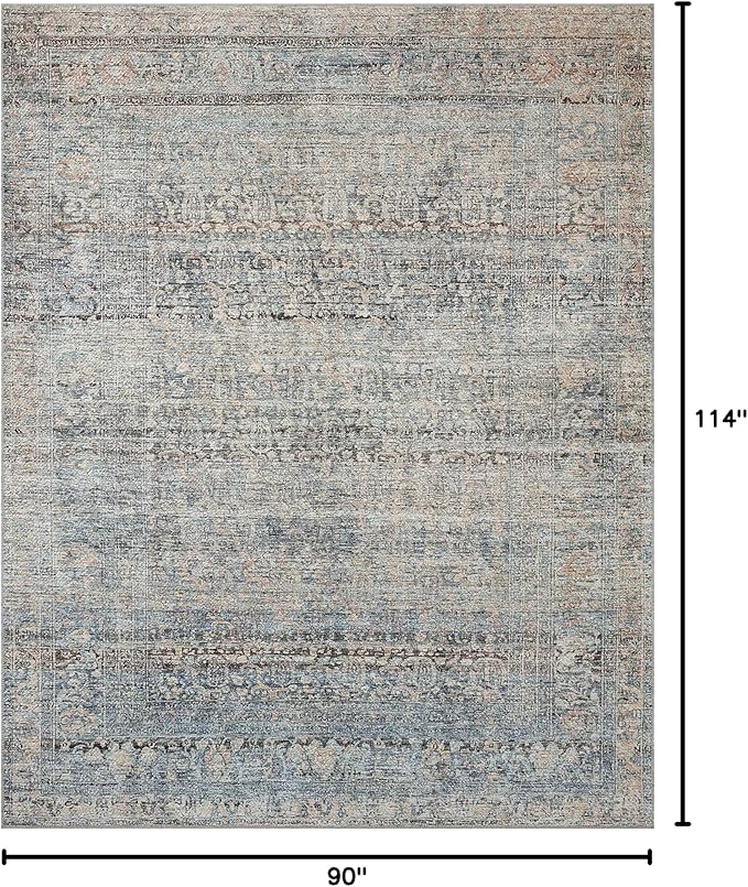 Loloi Amber Lewis Billie Collection BIL-05 Denim/Blush 7'-6" x 9'-6", 0.19" Thick Area Rug