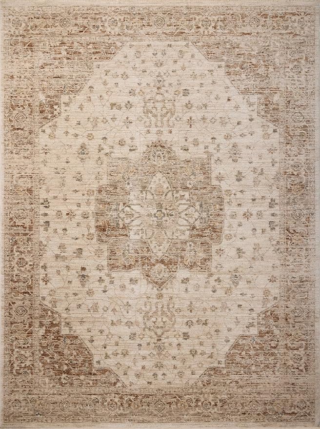 Loloi Magnolia Home by Joanna Gaines Junie Collection JUE-04 Natural/Clay 9'-6" x 9'-6", .38" Pile Height, Round Area Rug