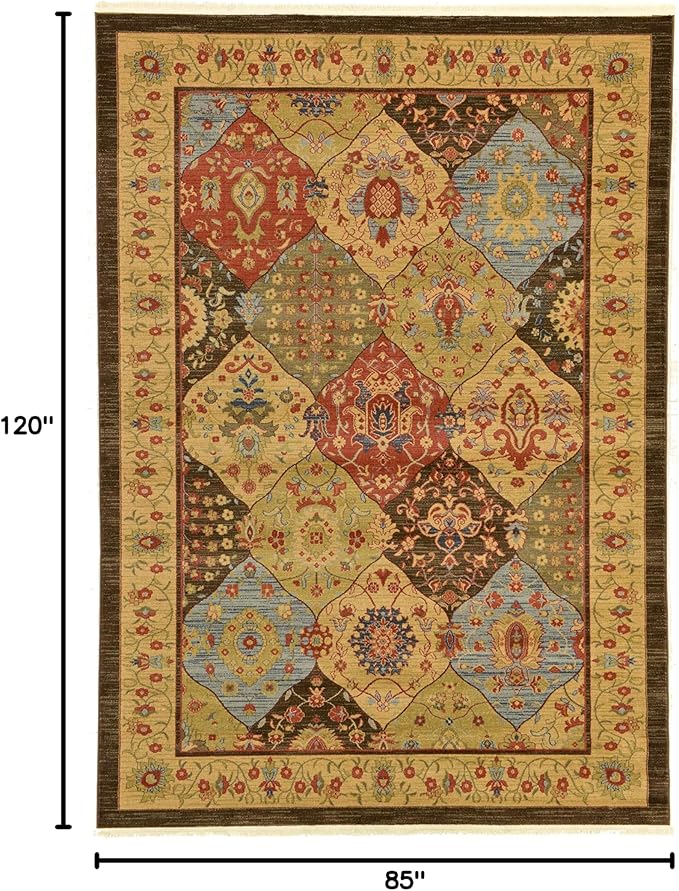 Unique Loom Edinburgh Collection Area Rug - Tulip (7' 1" x 10' Rectangle Multi/Tan)
