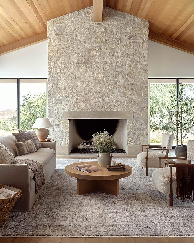 Loloi Amber Lewis Alie Collection ALE-01 Stone/Mist 7'-10'' x 10', .13'' Pile Height, Area Rug