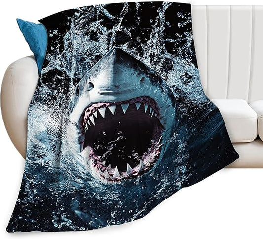 Shark Blanket, Ocean Throw Blankets, Shark Gifts for Boys Girls Women Men Lover Adult Cozy Fleece Flannel Bedding Stuff Animal Plush for Couch Sofa Bed Decor 60"X50"