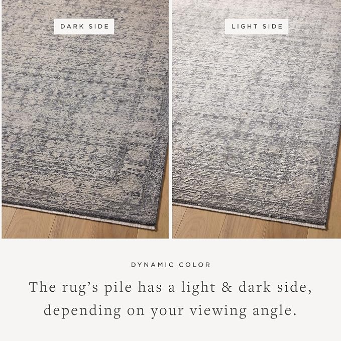 Loloi Amber Lewis Alie Collection ALE-03 Charcoal/Dove 5'-3'' x 7'-9'', .13'' Pile Height, Area Rug