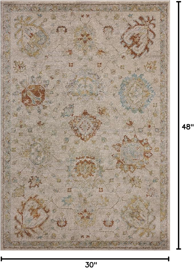 Loloi Magnolia Home by Joanna Gaines Mona Collection MOA-02 Oatmeal/Multi 2'-6" x 4'-0" Accent Rug