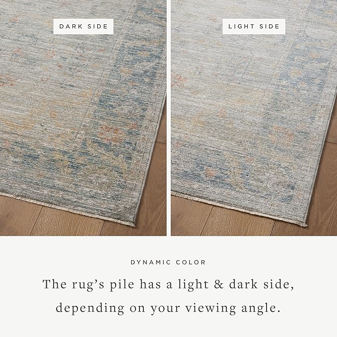 Loloi Magnolia Home by Joanna Gaines Millie Collection MIE-04 Slate/Multi 2'-7" x 8'-0", .25" Pile Height, Runner Rug