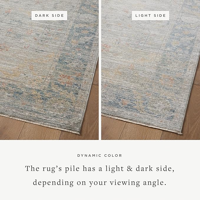 Loloi Magnolia Home by Joanna Gaines Millie Collection MIE-04 Slate/Multi 5'-3" x 7'-6", .25" Pile Height, Area Rug