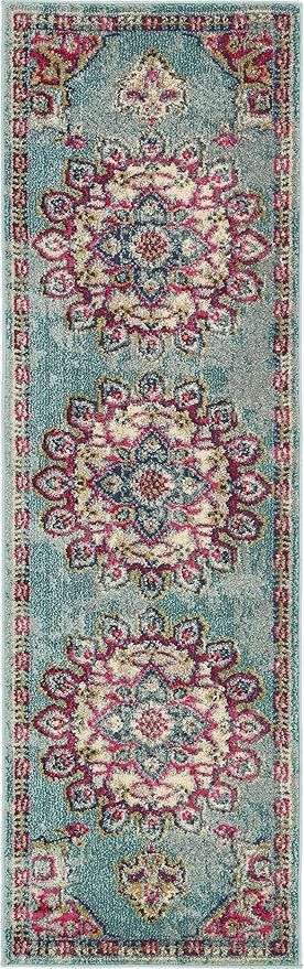 Unique Loom Medici Collection Floral Medallion Traditional Vintage Light Blue Runner Rug (2' 2 x 6' 7)