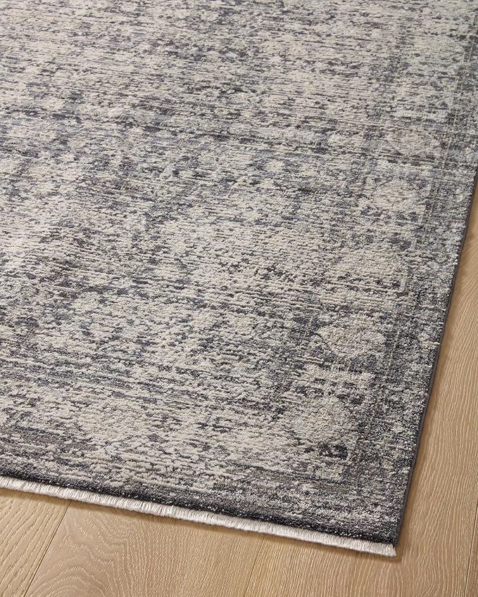 Loloi Amber Lewis Alie Collection ALE-03 Charcoal/Dove 7'-10'' x 7'-10'', .13'' Pile Height, Round Area Rug