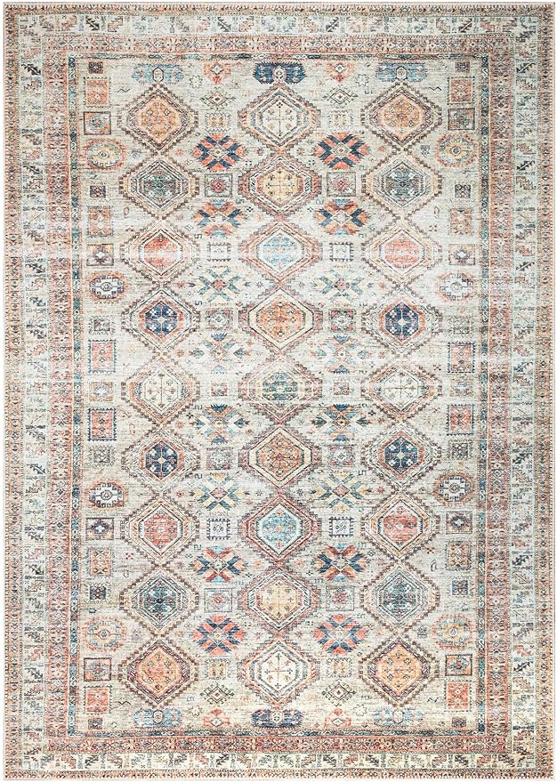 Keen Home Design 10x14 Rug - Machine Washable Area Rug with Non-Slip Backing, Ideal for Living Room, Dining Room, Bedroom - Vintage, Easy Clean, Durable, Low Pile Rug - (9'7" x 14')