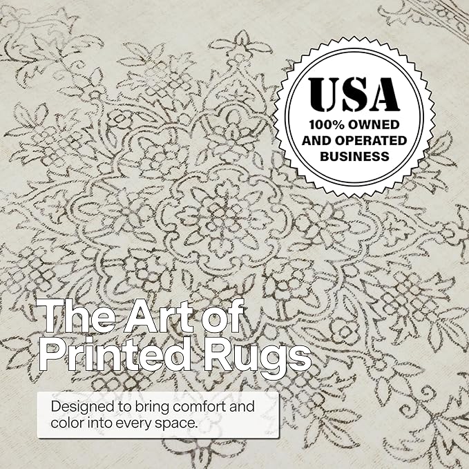 ReaLife Rugs Machine Washable Area Rug - Living Room Bedroom Bathroom Kitchen Entryway Office - Padded Crease Free Stain Resistant Premium - Boho Farmhouse Vintage- Paige- Ivory - 2'x 3'