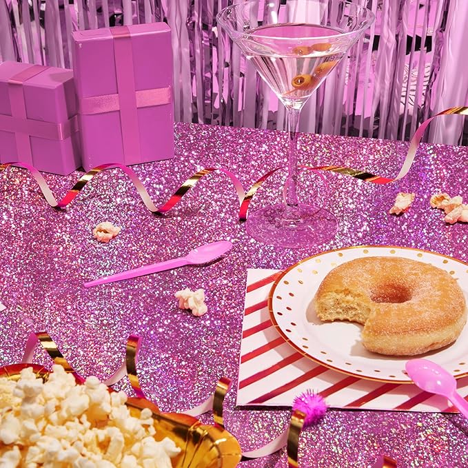 4 Pcs Pink&Blue Holographic Laser Tablecloths Iridescence Shiny Table Covers 40" x 108" Foil Rectangle Table cloths for Baby Shower Undersea Ocean Birthday Party Winner Wedding Party Décor