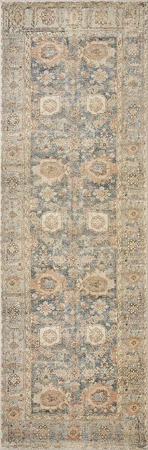 Loloi Margot Collection MAT-03 Ocean/Spice 3'-6" x 5'-6" Accent Rug feat. CloudPile, No-Shed Easy Clean Large Patterned Area Rug for Living Room, Bedroom, Dining Area