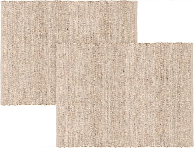 REDEARTH · Jute Cotton Area Rug - 2'x3' Rectangular Rug, Sustainable Handwoven, Non-Shedding, Soft & Durable – Reversible, Neutral Tones for Home Décor in Living Room, Dining Room, Bedroom, Set of 2