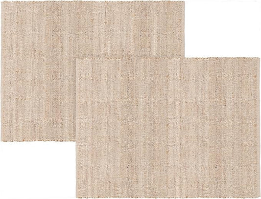 REDEARTH · Jute Cotton Area Rug - 2'x3' Rectangular Rug, Sustainable Handwoven, Non-Shedding, Soft & Durable – Reversible, Neutral Tones for Home Décor in Living Room, Dining Room, Bedroom, Set of 2