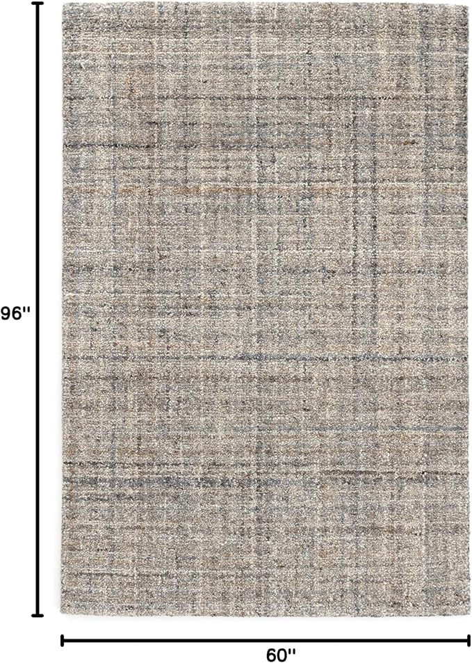 Dash and Albert Harris Wool Area Rug - 5' x 8' Blue & Brown Solid Hand Micro Hooked Accent Rug - Durable, High Traffic Areas Living Room, Hallway, Stairs