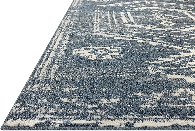 Loloi Magnolia Home by Joanna Gaines Gigi Collection GIG-03 Denim/Ivory 6'-7" x 9'-2" Area Rug
