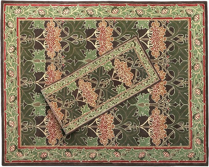 Vintage Style Area Rug Floral Pattern Cecile Green Best for Living Room & Bed Room (3 ft x 5 ft)