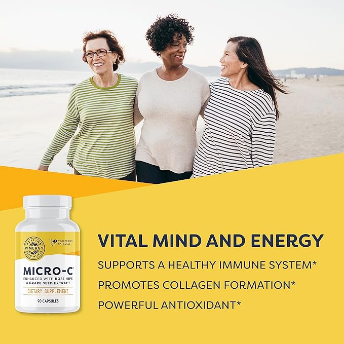 Vimergy Micro-C® Vitamin C Capsules – 500mg per Capsule, Supports Immune Health*, Promotes Collagen Production, Supports Healthy Bones*, Kosher, Vegan & Gluten-Free, Travel Size 90 Capsules