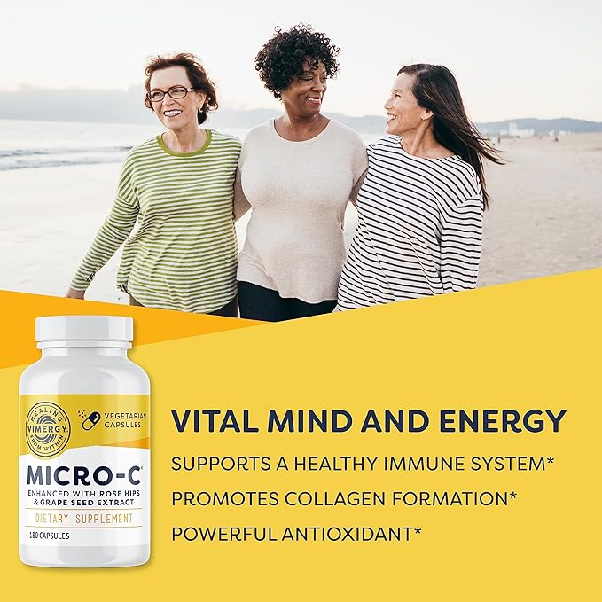 Vimergy Micro-C® Vitamin C Capsules – 500mg per Capsule, Supports Immune Health*, Promotes Collagen Production, Supports Healthy Bones*, Kosher, Vegan & Gluten-Free, Regular Size 180 Capsules