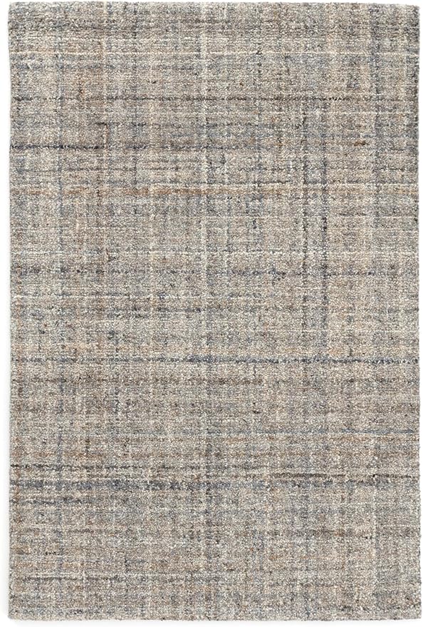 Dash & Albert Harris Blue/Brown Hand Micro Hooked Wool Rug, 7.5 X 9.5 Feet, Blue Solid Pattern