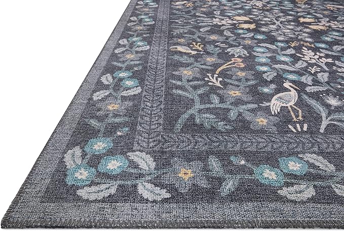 Loloi Rifle Paper Co. Maison Collection MAO-01 Nightingale Black 2'-3" x 3'-9", .19" Pile Height, Accent Rug