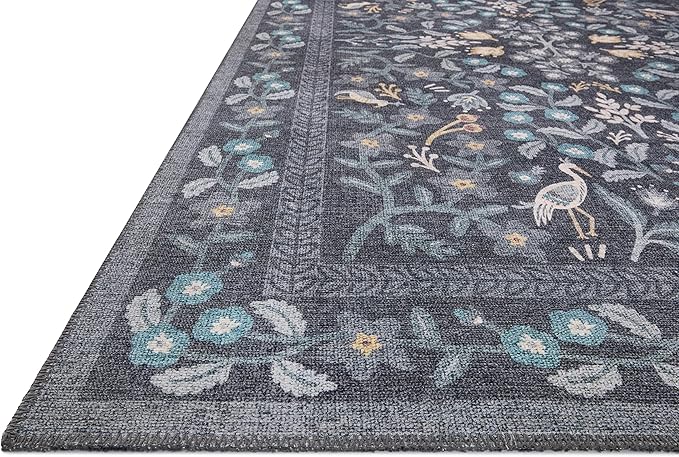 Loloi Rifle Paper Co. Maison Collection MAO-01 Nightingale Black 2'-6" x 9'-6", .19" Pile Height, Runner Rug