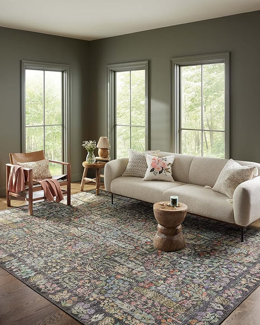 Loloi Rifle Paper Co. Maison Collection MAO-07 Charcoal 3'-9" x 5'-6", .19" Pile Height, Accent Rug