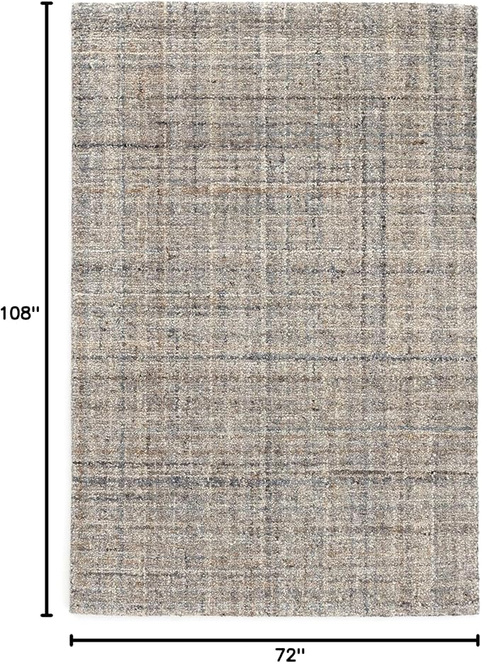 Dash and Albert Harris Wool Area Rug - 6' x 9' Blue & Brown Solid Hand Micro Hooked Accent Rug - Durable, High Traffic Areas Living Room, Hallway, Stairs