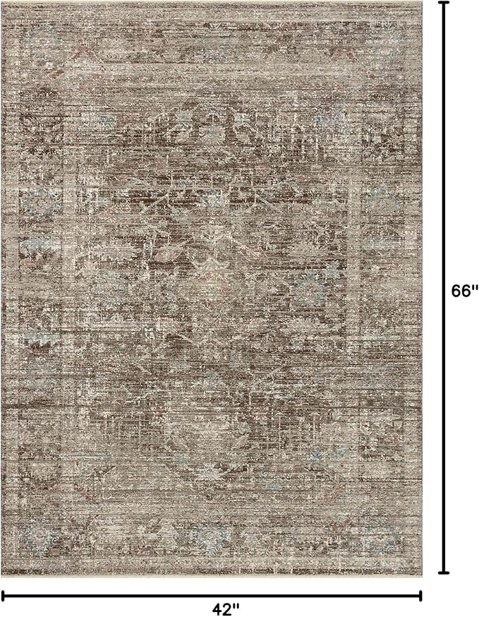 Loloi Magnolia Home by Joanna Gaines Millie Collection MIE-03 Charcoal/Dove 3'-6" x 5'-6", .25" Pile Height, Accent Rug