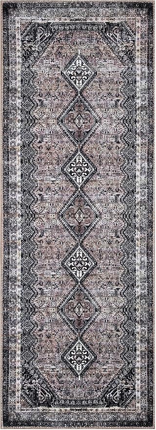 Keen Home Design 2x10 Rug - Machine Washable Runner Rug with Non-Slip Backing, Ideal for Hallway, Entryway, Kitchen, Laundry Room - Vintage, Easy Clean, Durable, Low Pile - (2'6" x 10')