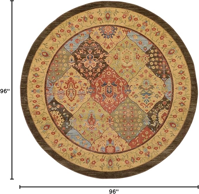 Unique Loom Edinburgh Collection Area Rug - Tulip (8' Round Multi/Tan)