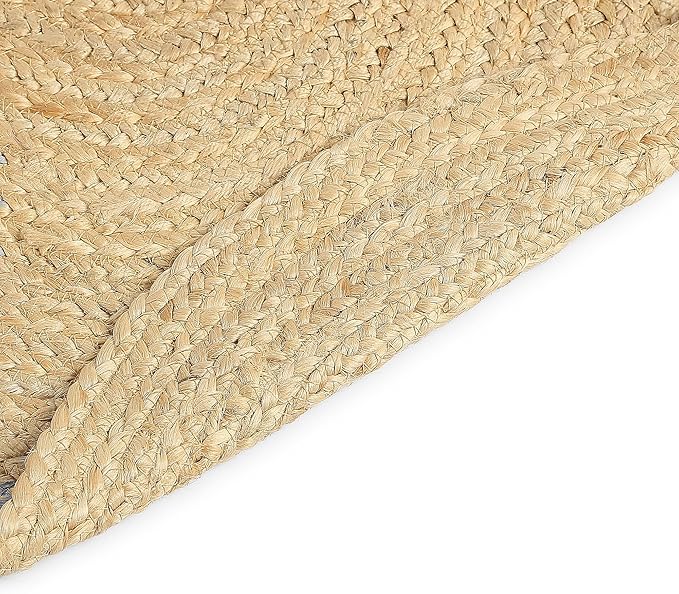REDEARTH · Oval Area Rug - 2'x3' Braided Natural Jute with Non-Skid Backing - Handwoven Boho Rug for Bedroom, Kitchen, Living Room - Farmhouse Aesthetic Home Decor - Durable Handmade Rug