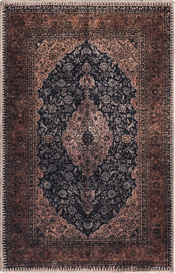 Keen Home Design 2x3 Rug - Machine Washable Entry Rug with Non-Slip Backing, Ideal for Enteryway, Kitchen, Bathroom, Laundry Room - Vintage, Easy Clean, Durable, Low Pile Rug - (2' x 3')