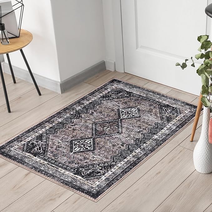 Keen Home Design 2x3 Rug - Machine Washable Entry Rug with Non-Slip Backing, Ideal for Enteryway, Kitchen, Bathroom, Laundry Room - Vintage, Easy Clean, Durable, Low Pile Rug - (2' x 3')