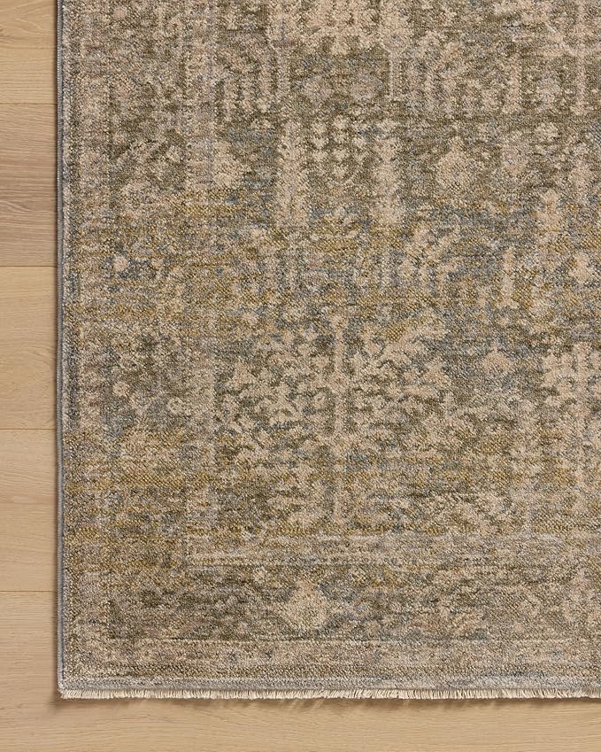 Loloi Magnolia Home by Joanna Gaines Junie Collection JUE-02 Moss/Natural 2'-0" x 3'-0", .38" Pile Height, Accent Rug