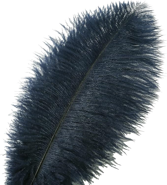 Ballinger Navy Blue Ostrich Feathers Plumes - 24pcs 8-10inch Craft Feathers for Wedding Party Centerpieces Halloween Decorations