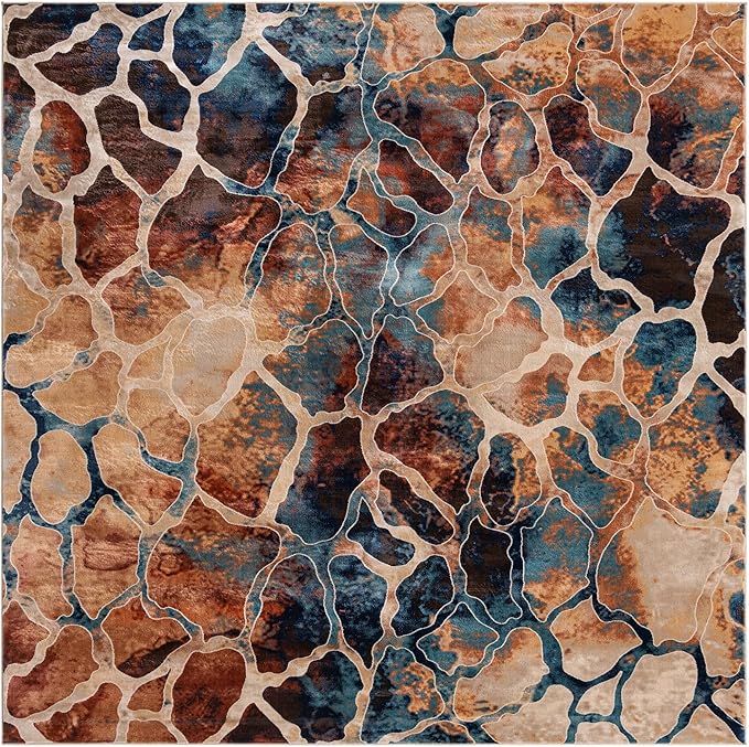 Unique Loom Mystic Collection Area Rug - Fitz Roy (10' Square, Brick Red/ Brown)