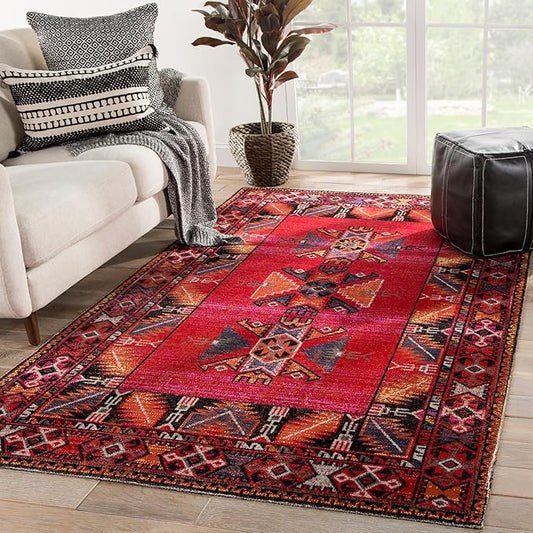 Jaipur Living Paloma POL19 Outdoor Tribal Red and Black Area Rug (5'3"x7'6")
