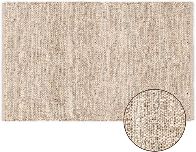 REDEARTH · Jute Cotton Area Rug - 4'x6' Rectangular Rug, Sustainable Handwoven, Non-Shedding, Soft & Durable – Reversible, Neutral Tones for Home Décor in Living Room, Dining Room, Bedroom, Set of 2