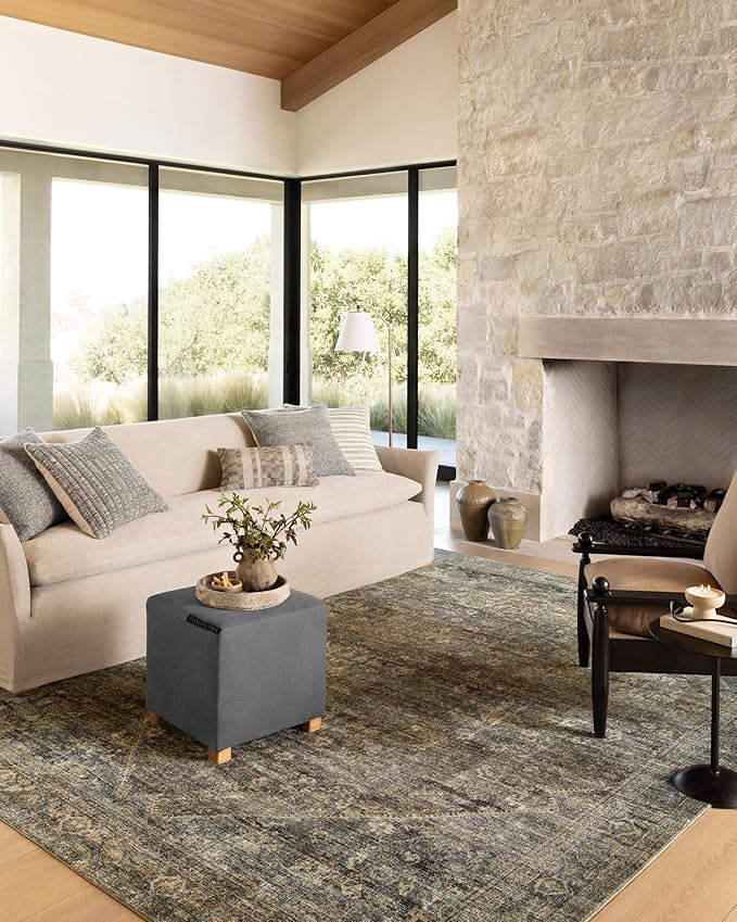 Loloi Amber Lewis Morgan Collection MOG-05 Spice/Lagoon 9'-6" x 13'-6" 38" Thick Area Rug feat. CloudPile, Neutral, Room Décor, Vintage Inspired, Livingroom, Bedroom, Dining Area