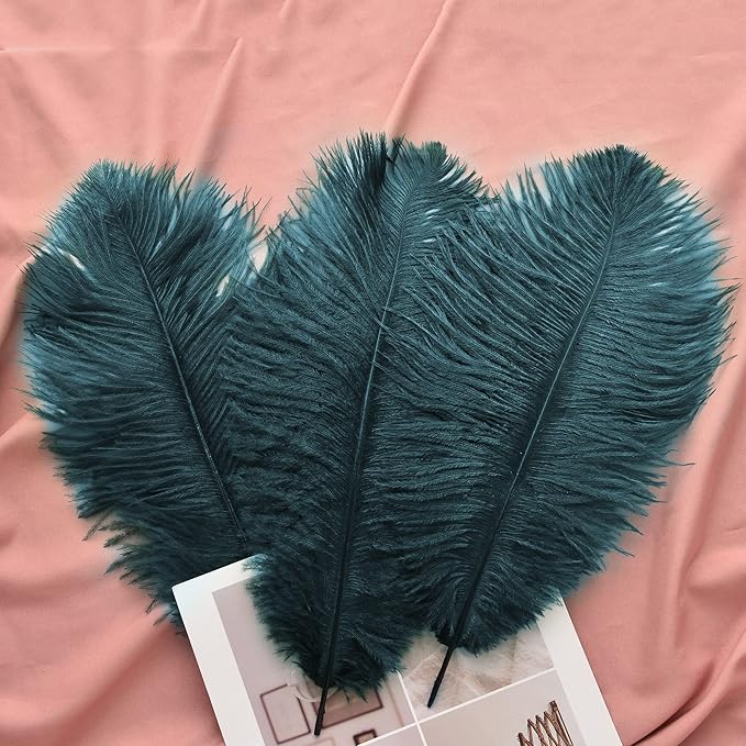 Ballinger Teal Ostrich Feathers Bulk - 24Pcs 10-12inch Feathers for Party Centerpieces, Flower Arrangement and Home Decor(Teal)