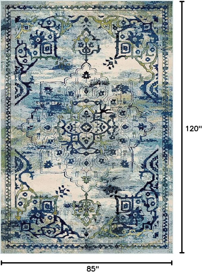 Unique Loom Medici Collection Traditional Medallion Floral Vintage Blue Area Rug (7' 0 x 10' 0)