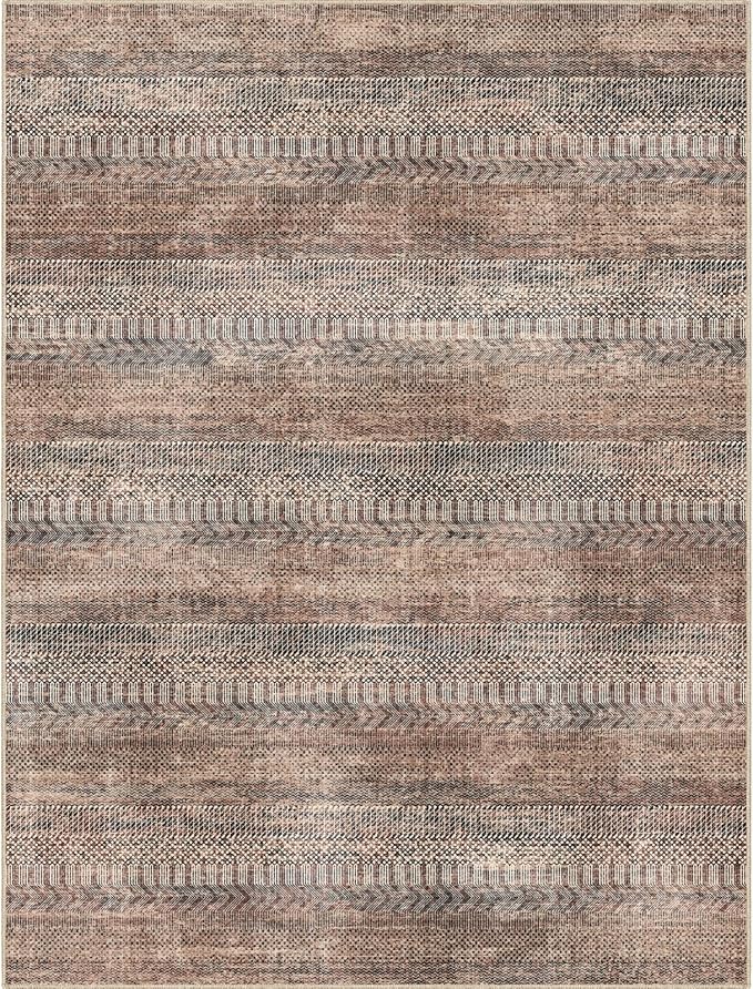 Area Rug 7x9 Antique & Distressed Accent Rugs for Living Room, Bedroom, Entryway & Hallway, No Shed High Traffic Area Home Decor Rug, Low Pile, Soft (Terracotta/Taupe, 7x9)