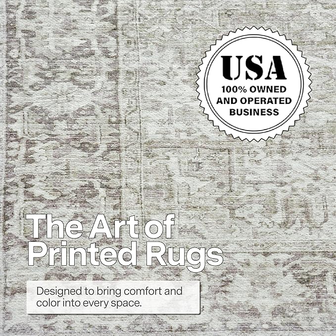 ReaLife Rugs Machine Washable Area Rug - Living Room Bedroom Bathroom Kitchen Entryway Office - Padded Low Pile Stain Resistant Premium - Boho Farmhouse Vintage - Lyle - Beige Ivory 7'6" x 9'6"