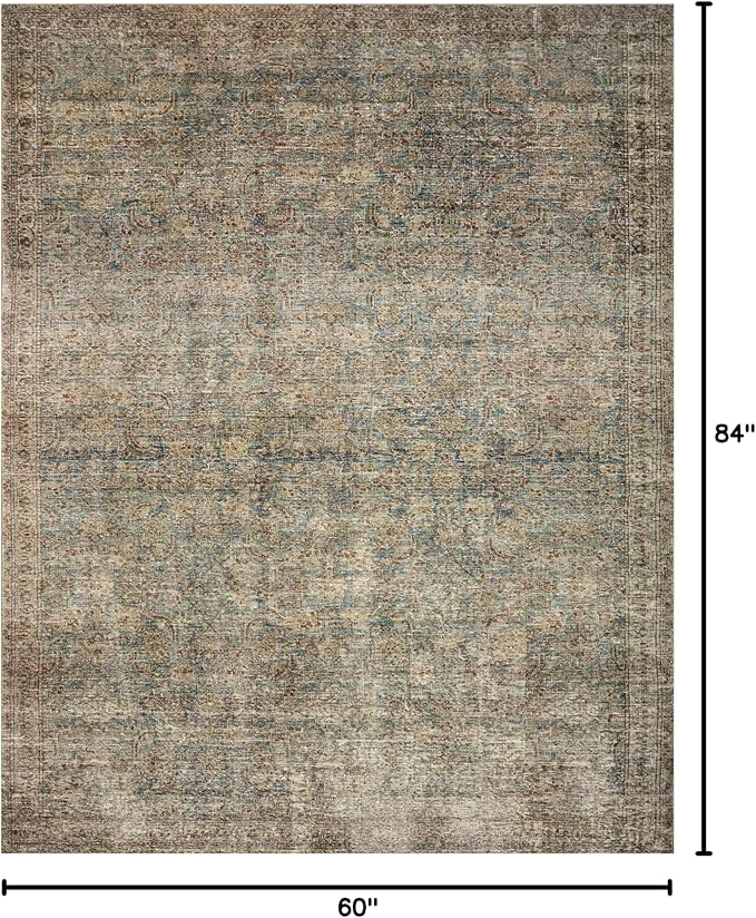 Loloi Amber Lewis Morgan Collection MOG-04 Sea/Sage 5'-0" x 7'-0" 38" Thick Area Rug feat. CloudPile, Neutral, Room Décor, Vintage Inspired, Livingroom, Bedroom, Dining Area